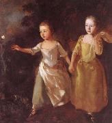Thomas Gainsborough Konstnarens dottrar jaggr a fjaril oil painting reproduction